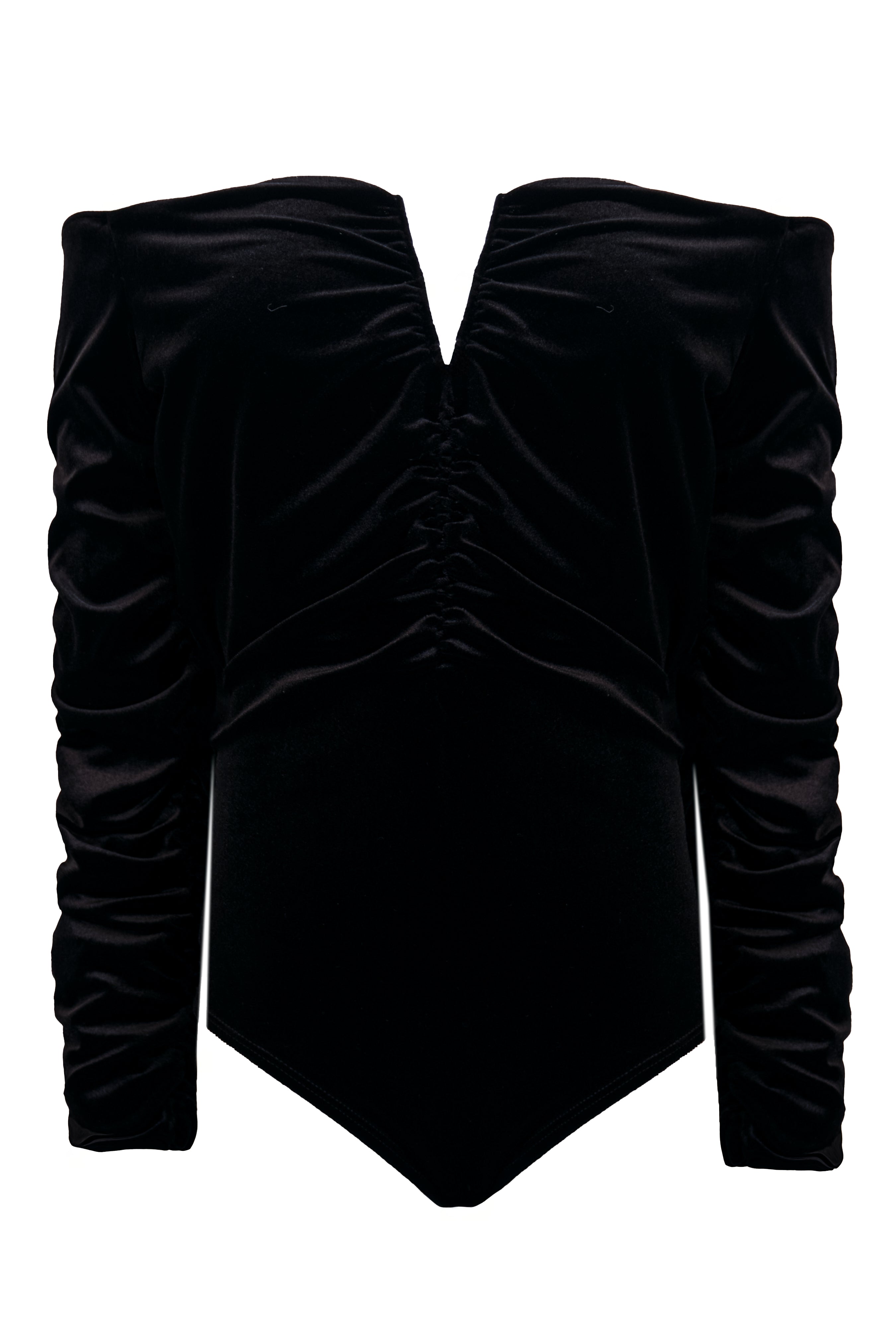 RUCHED VELVET BODYSUIT