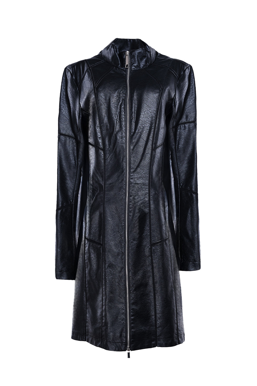 FAUX LEATHER LONG COAT