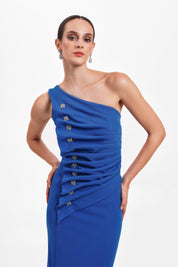 One Shoulder Pleated Dress