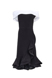 Off Shoulder Structured Ruffle Dress