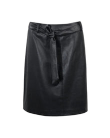 BLACK LEATHER MINI SKIRT WITH BELT