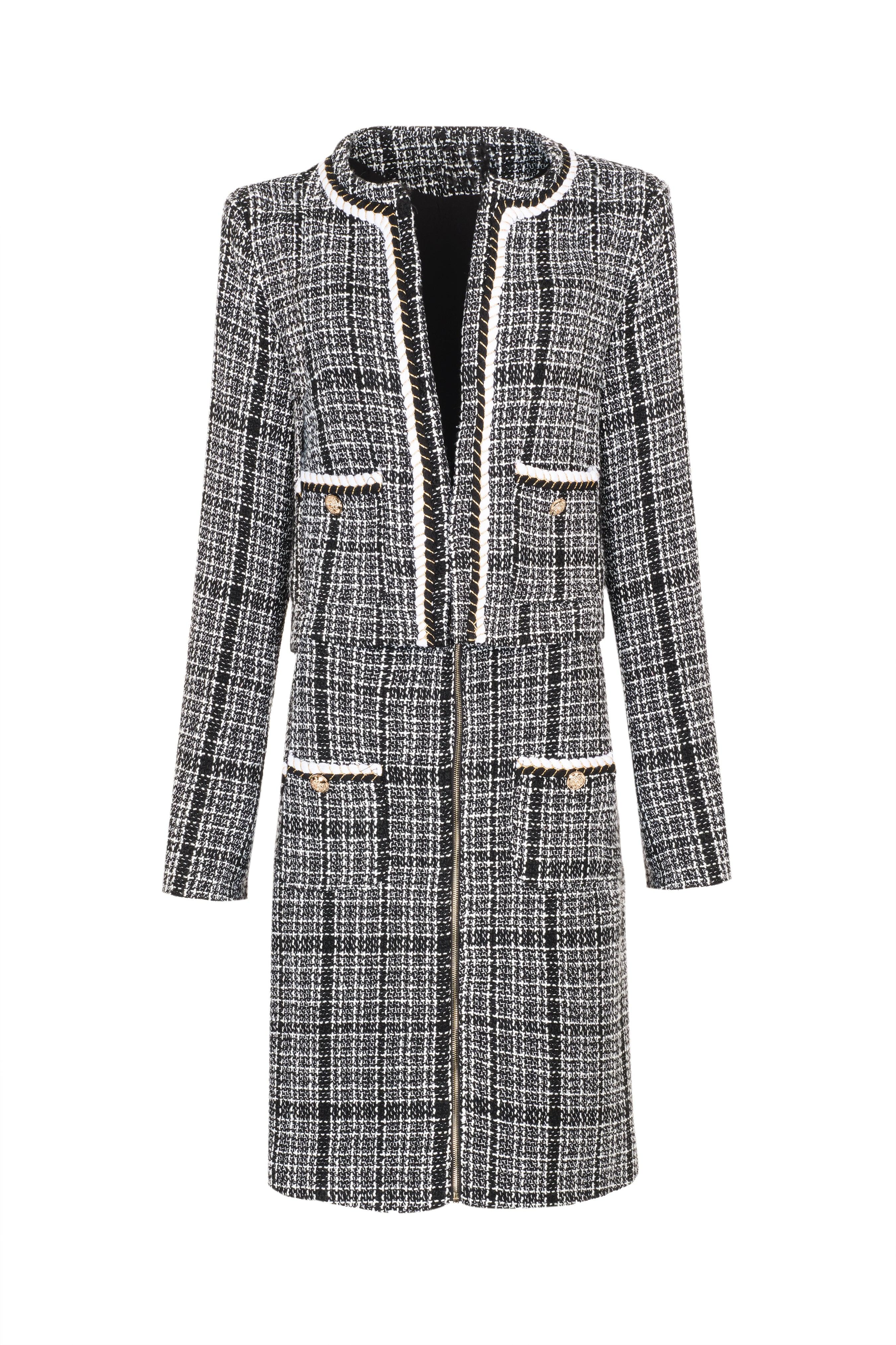 Checked Tweed Jacket and Skirt Suit