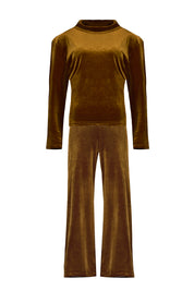 VELVET HIGH-NECK TWO-PIECE SET