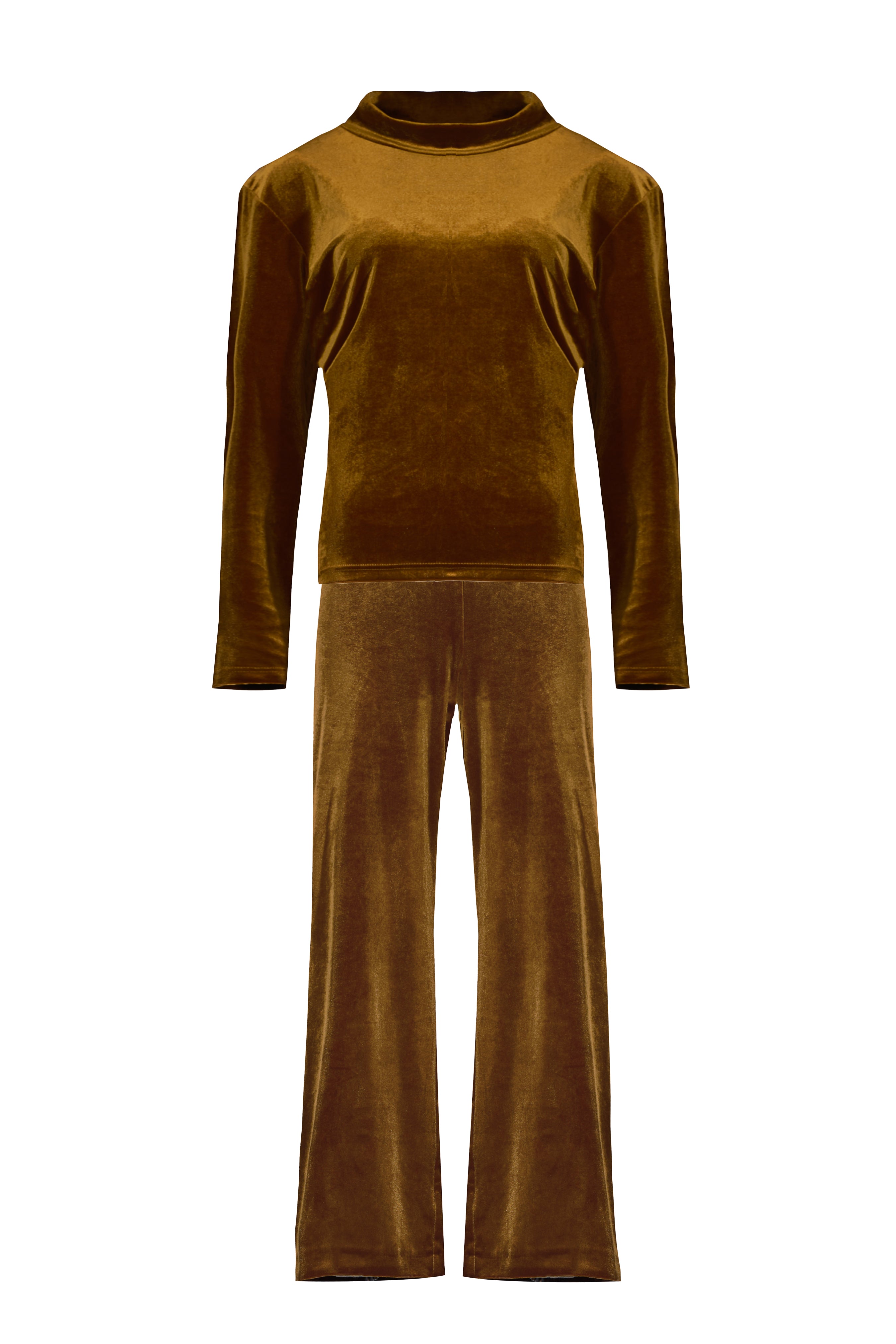 VELVET HIGH-NECK TWO-PIECE SET