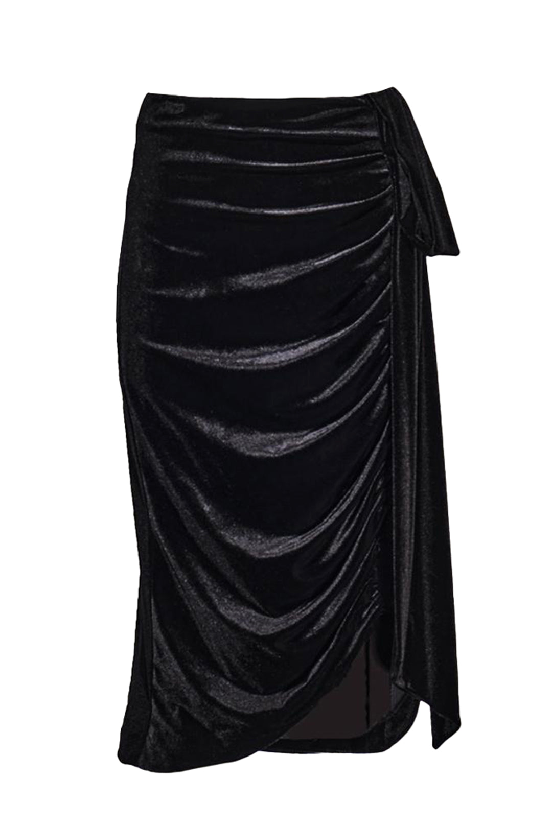 VELVET DRAPED MIDI SKIRT