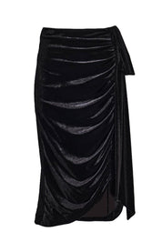 VELVET DRAPED MIDI SKIRT