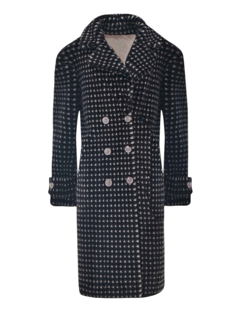 HOUNDSTOOTH DOUBLE-BREASTED COAT