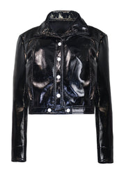 GLOSSY LEATHER CROP JACKET