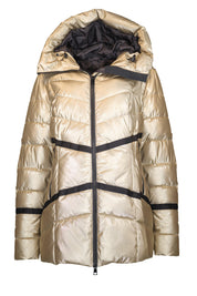 GOLD PUFFER JACKET WITH HOOD