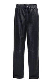 LEATHER STRAIGHT-LEG PANTS