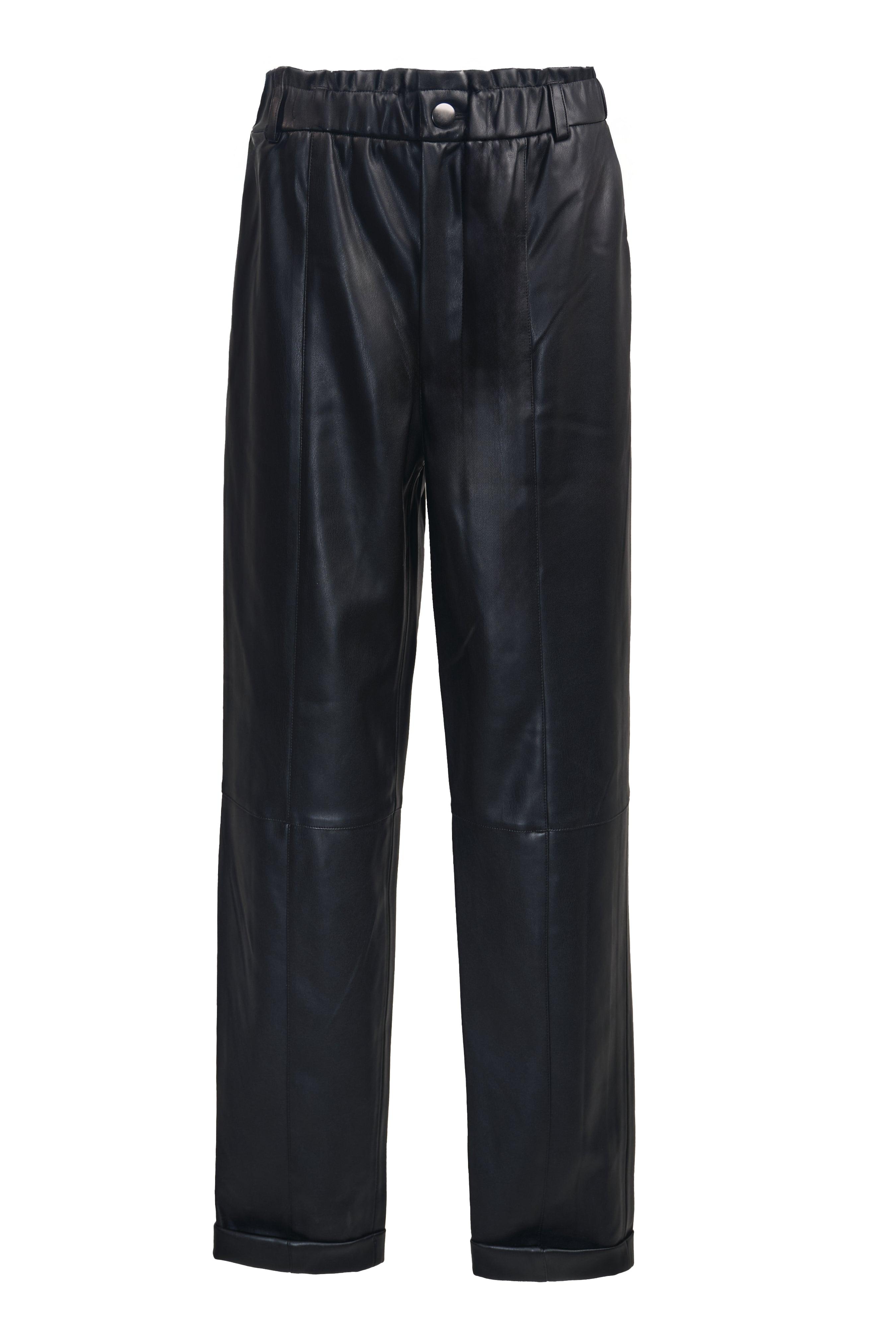 LEATHER STRAIGHT-LEG PANTS