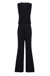 Embellishment Sleeveless Gilet And Trousers