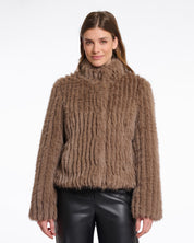 RIBBED FAUX FUR JACKET