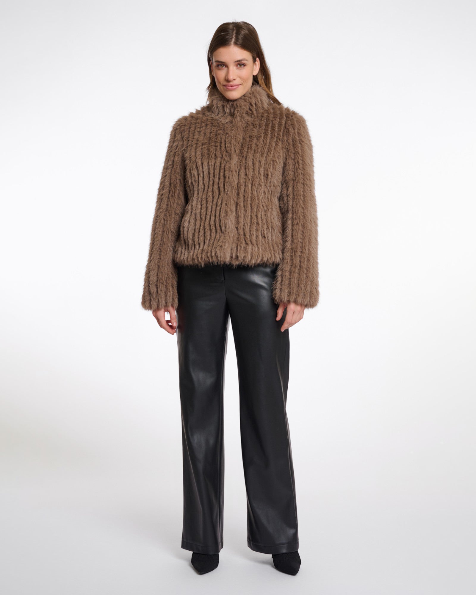 RIBBED FAUX FUR JACKET