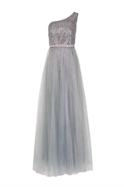 One Shoulder Tulle Overlay Dress