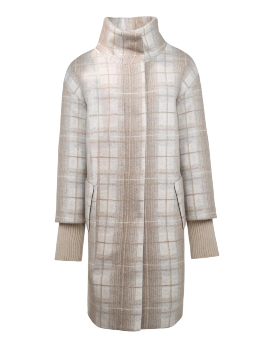 HIGH-NECK PLAID COAT