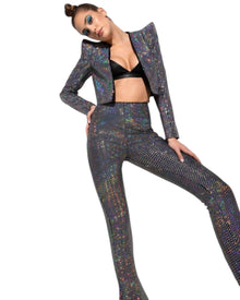 METALLIC FLARED PARTY TROUSERS
