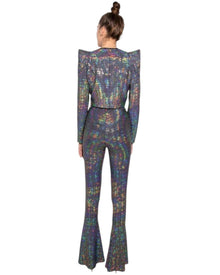 METALLIC FLARED PARTY TROUSERS