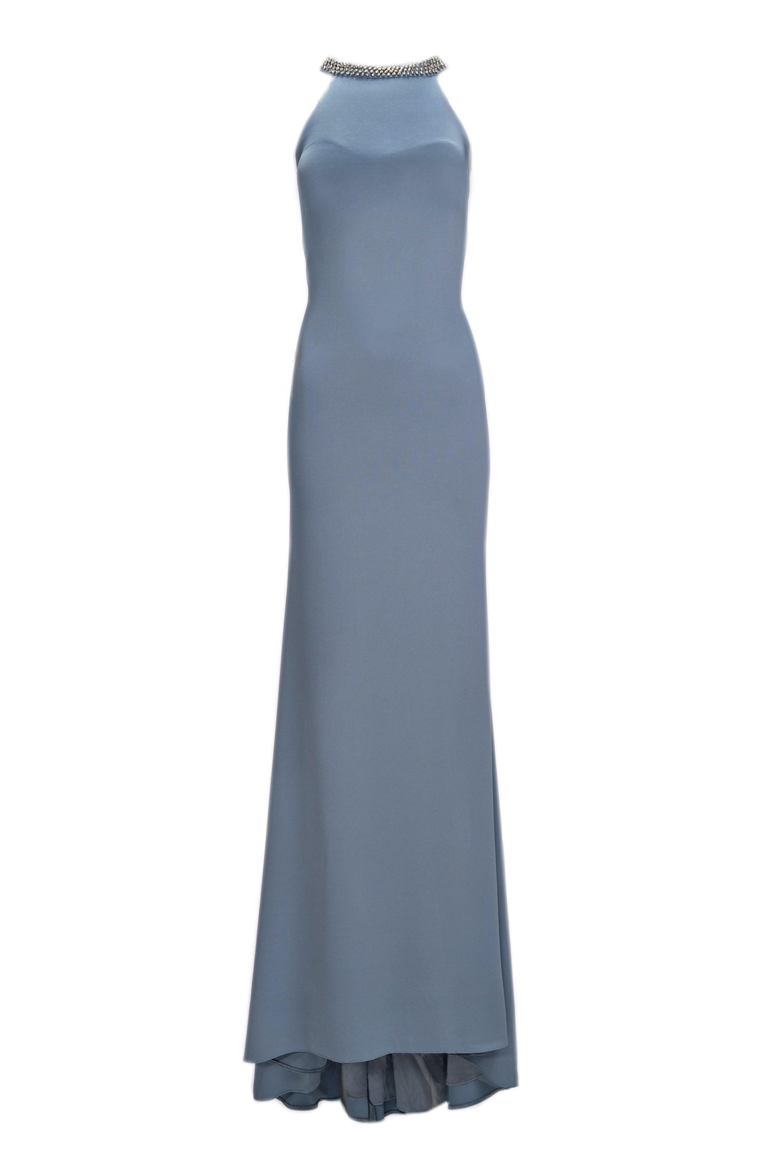 HALTER NECK EMBELLISHED GOWN