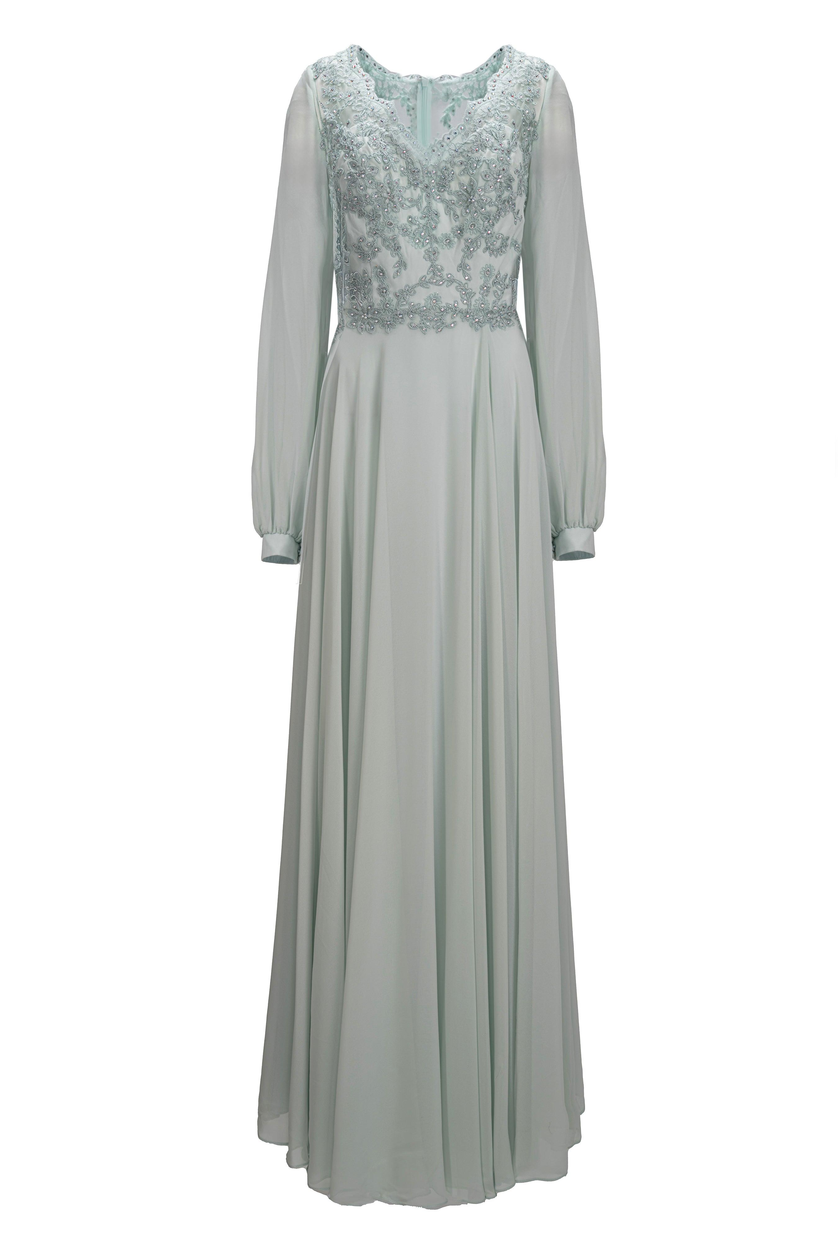 EMBROIDERED CHIFFON GOWN