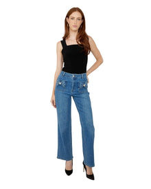 BOW DETAIL WIDE LEG JEANS