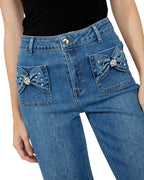 BOW DETAIL WIDE LEG JEANS