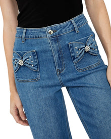 BOW DETAIL WIDE LEG JEANS