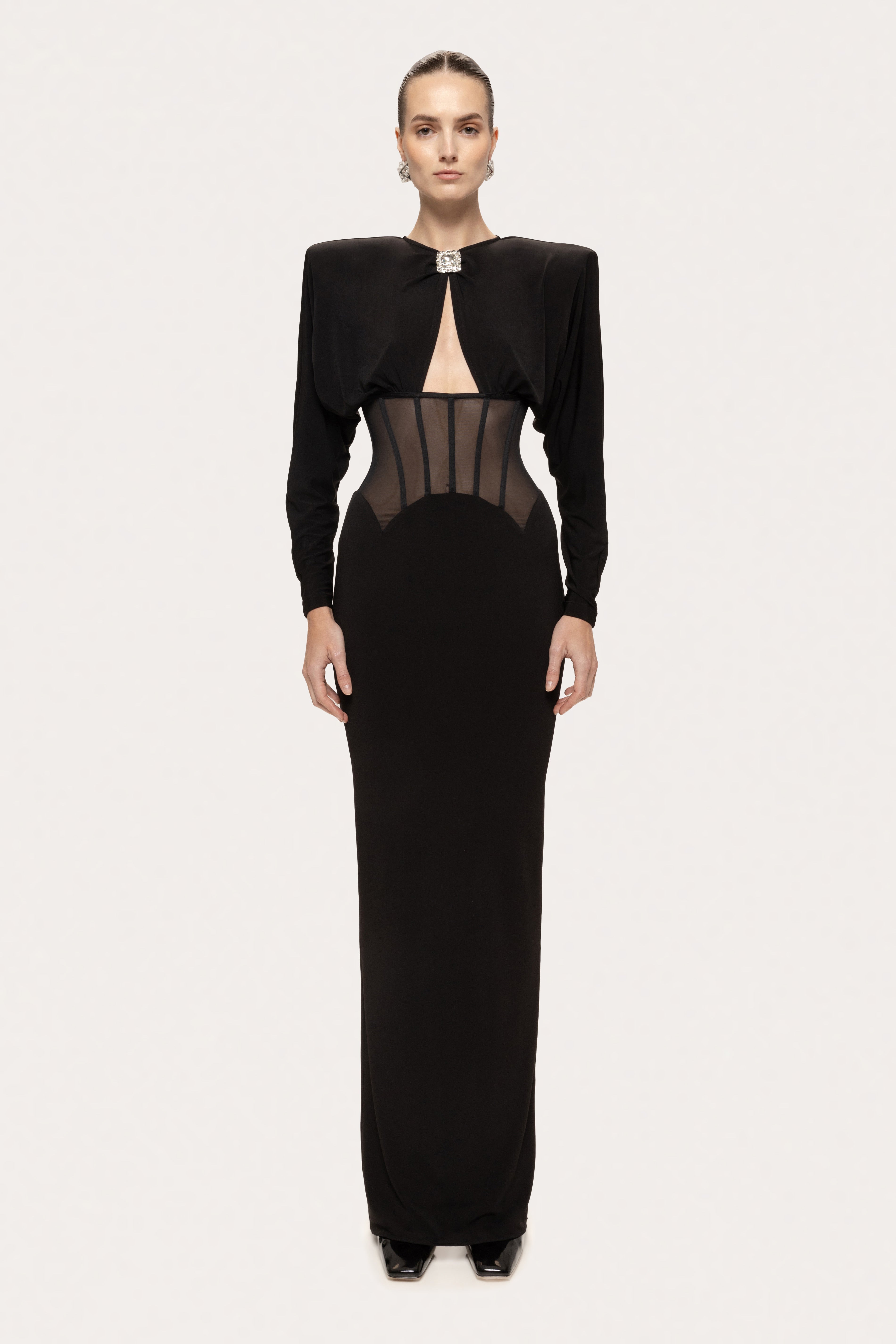 SHEER CORSET LONG GOWN