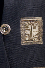 BLACK JACKET WITH METALLIC PATCH DETAIL