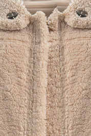 BEIGE TEDDY HOODED COAT