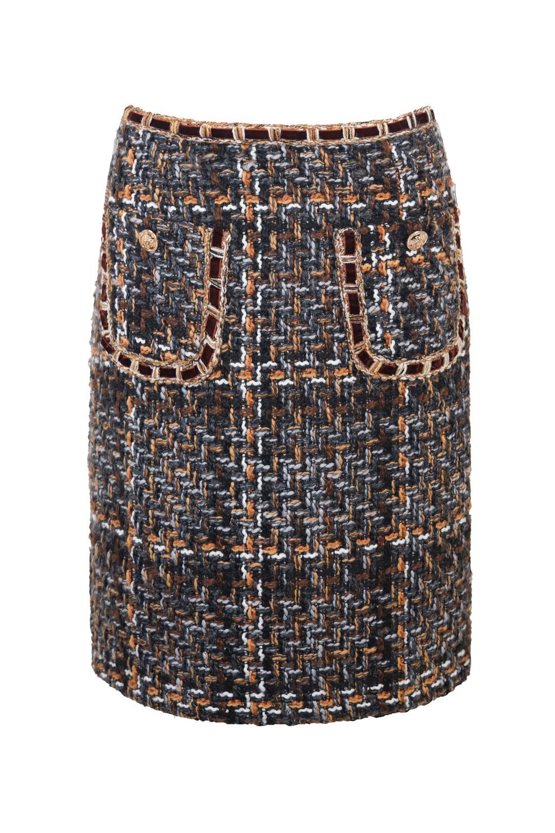 TWEED MINI SKIRT WITH GOLD ACCENTS