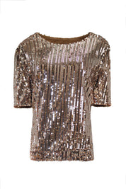 GOLD SEQUIN SHORT-SLEEVE TOP