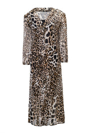 LEOPARD PRINT LONG-SLEEVE WRAP DRESS