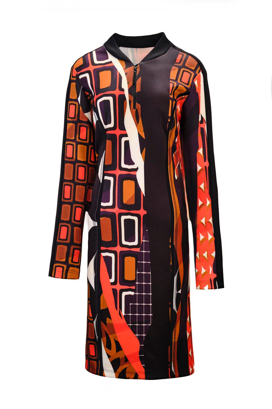 GEOMETRIC PRINT LONG DRESS