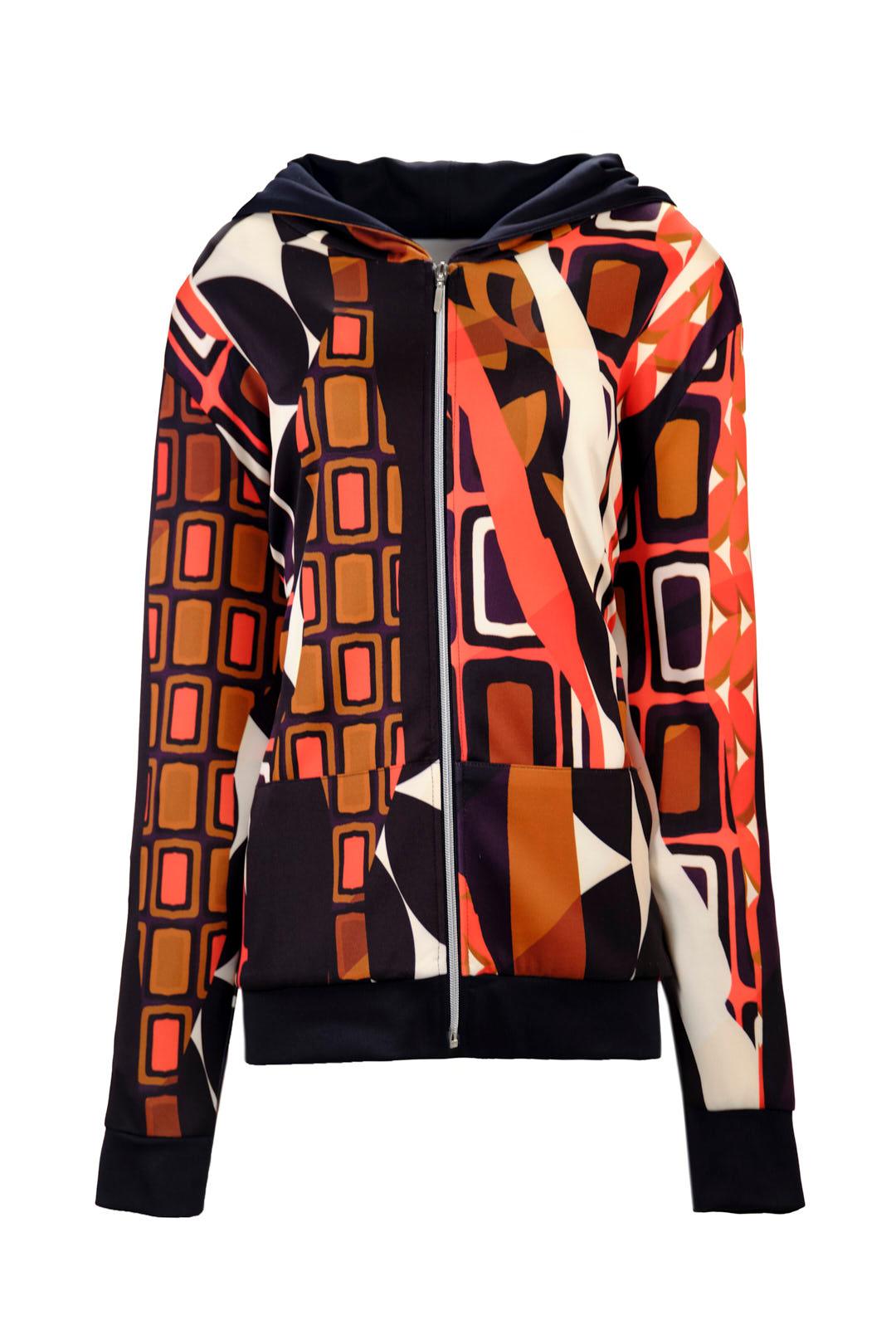 GEOMETRIC PRINT HOODED JACKET