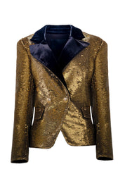 GOLD SEQUIN DOUBLE-BREASTED BLAZER