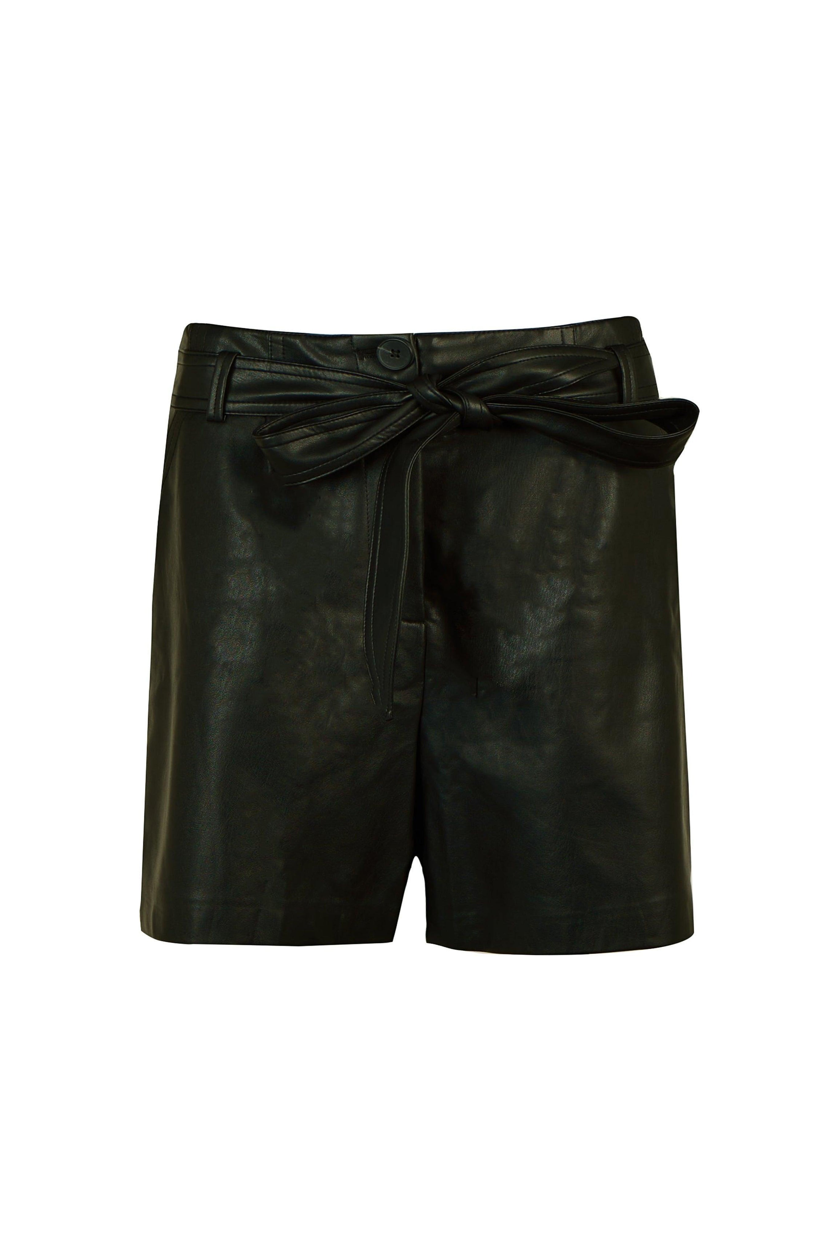 FAUX LEATHER TIE-WAIST SHORTS