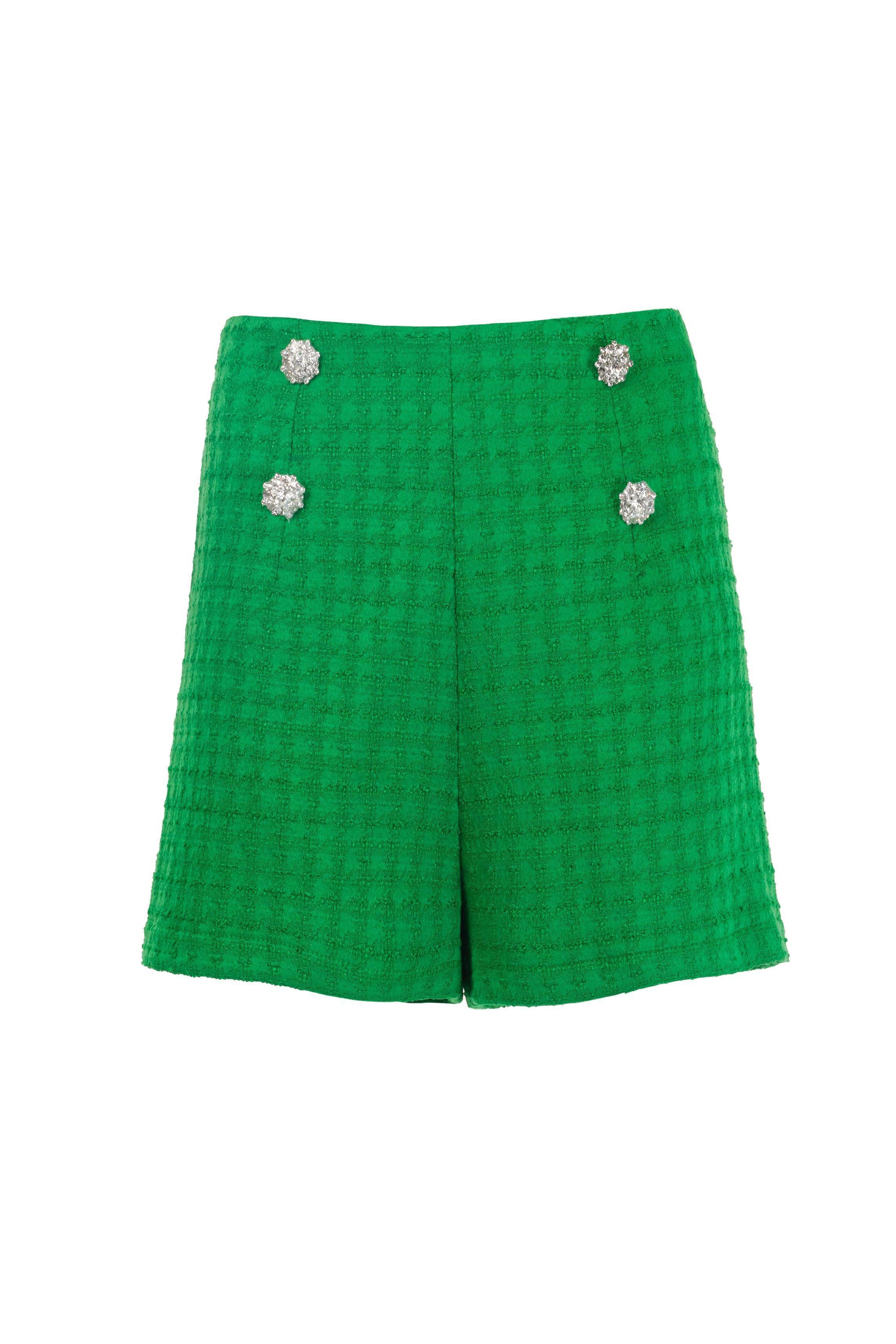 TWEED TAILORED SHORTS WITH JEWEL BUTTONS