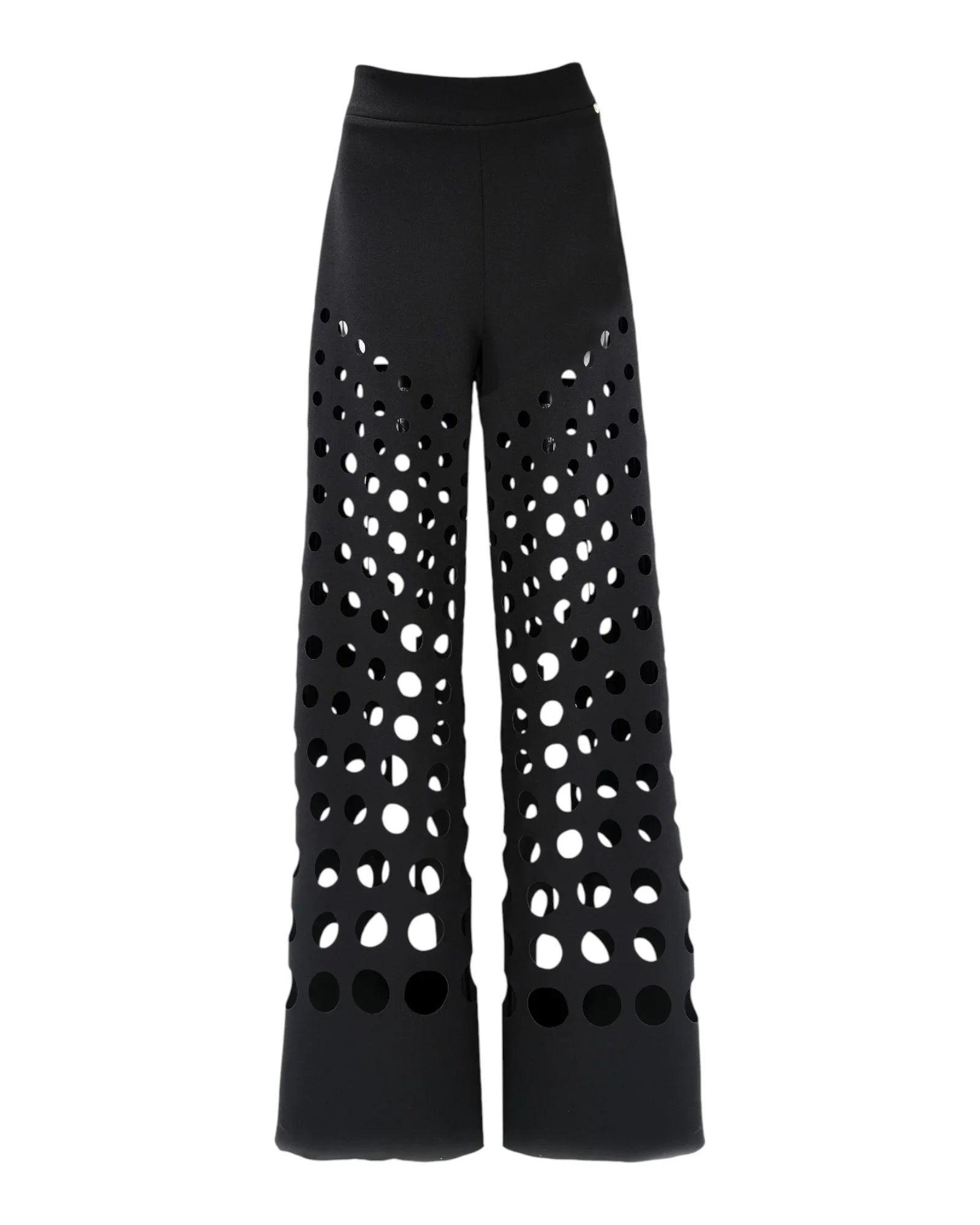 LASER CUT WIDE LEG PANTS