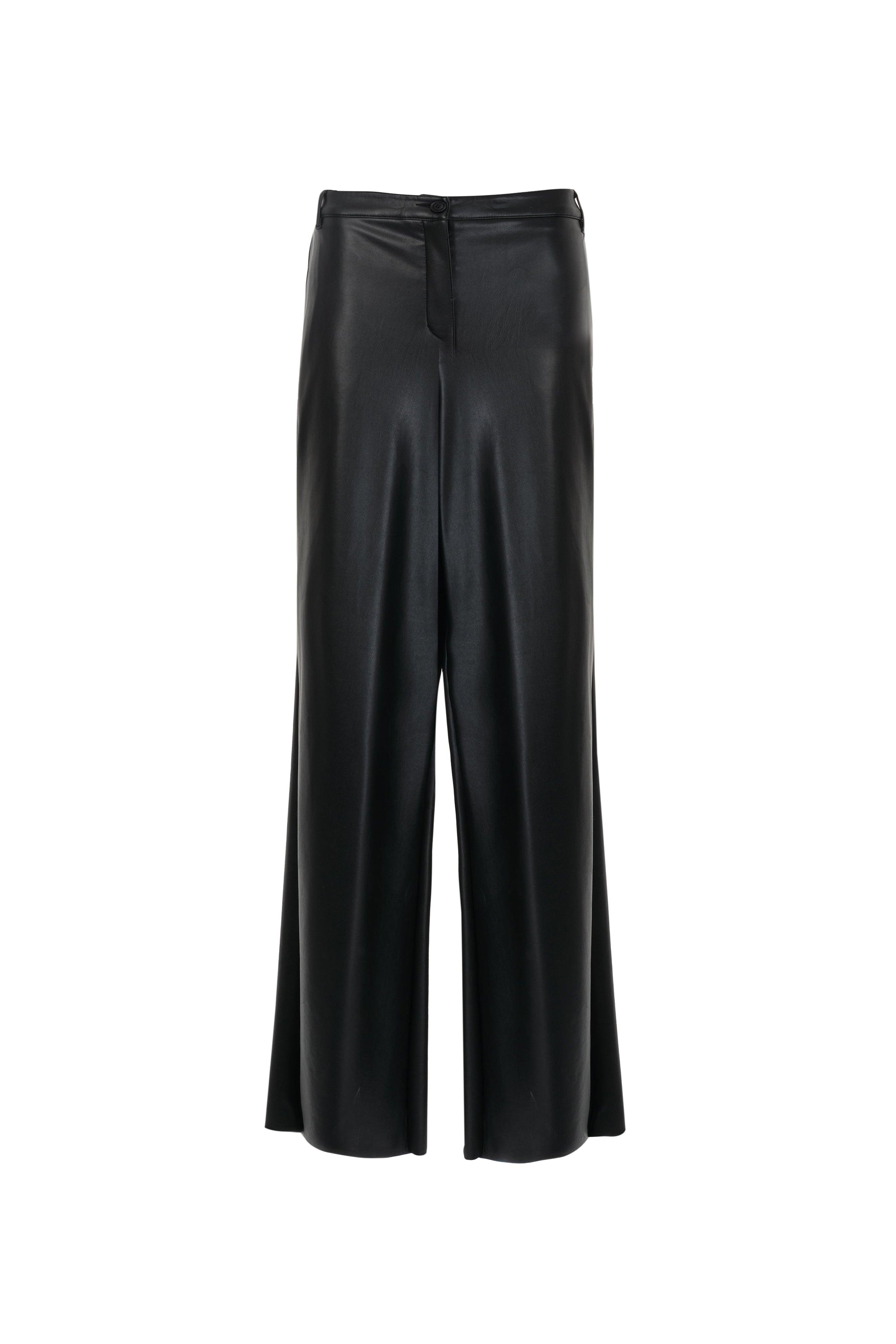 FAUX LEATHER WIDE-LEG PANTS