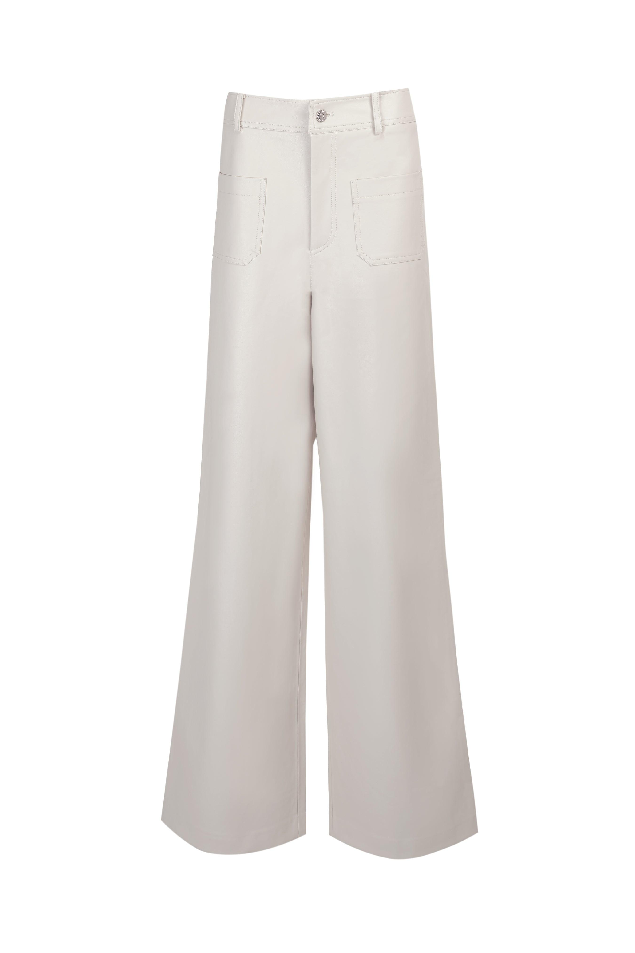 HIGH-WAIST WIDE-LEG LEATHER PANTS