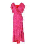 RUFFLE WRAP PRINTED MIDI DRESS