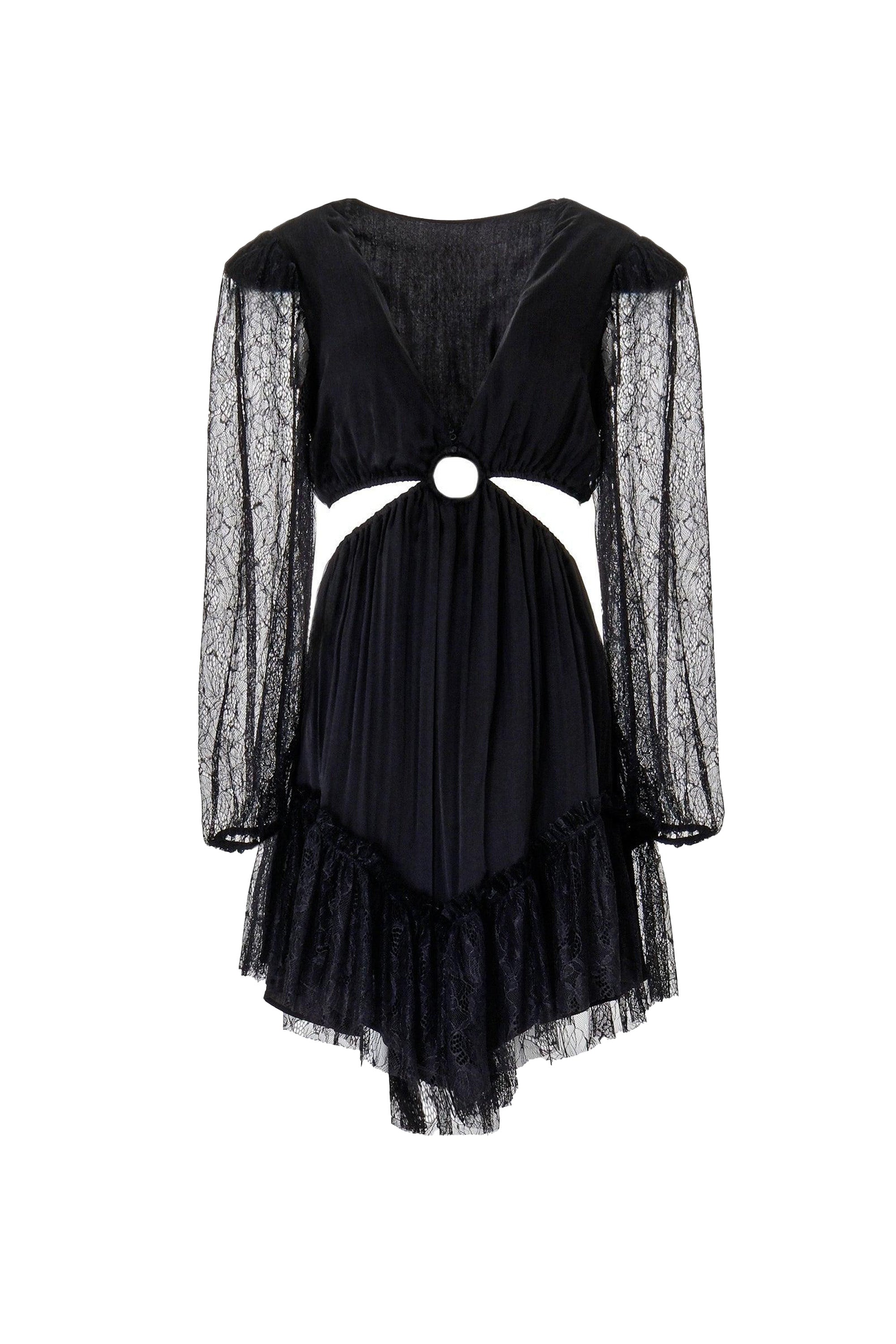 LACE RING-CUT MINI DRESS