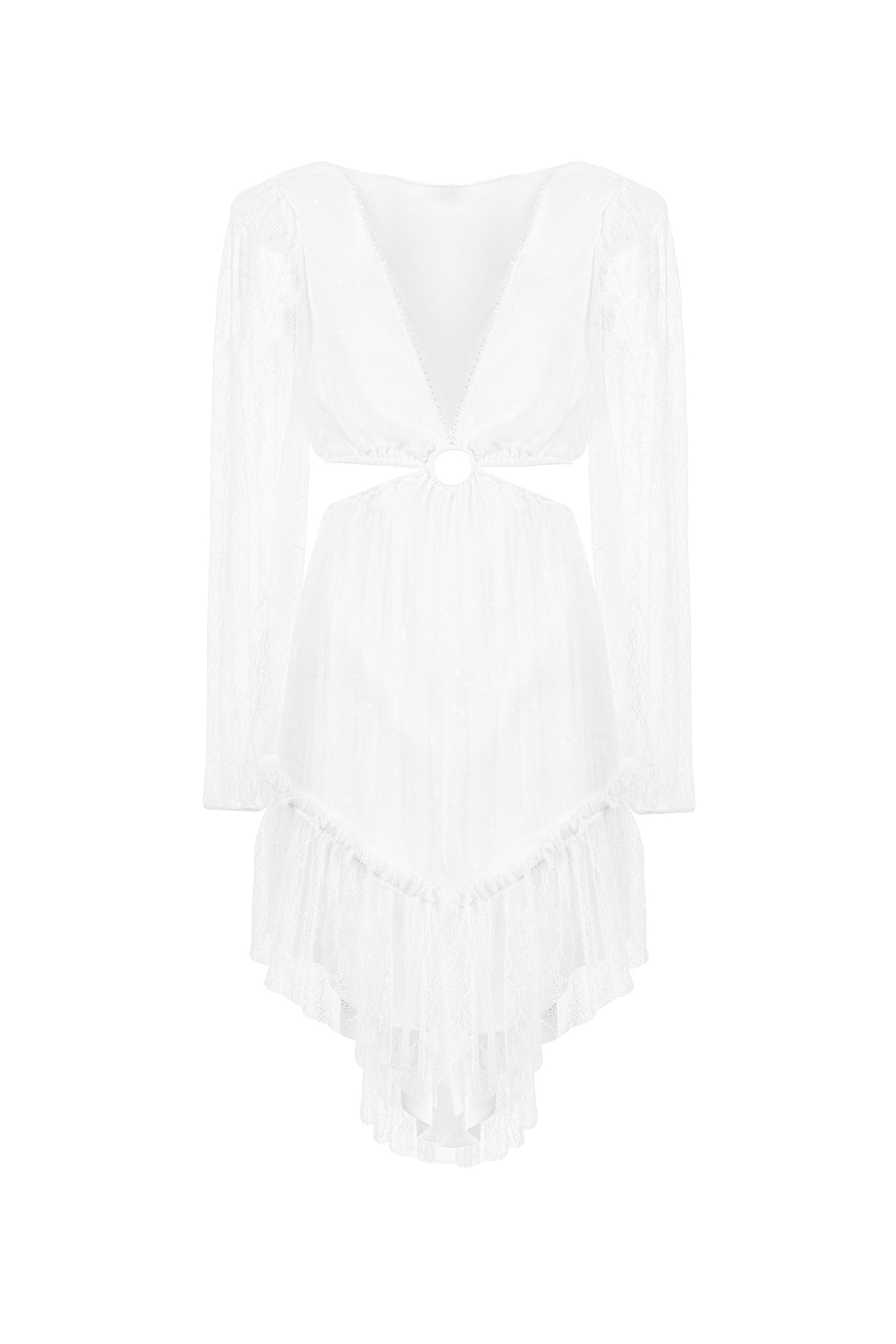 LACE RING-CUT MINI DRESS