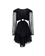 LACE RING-CUT MINI DRESS