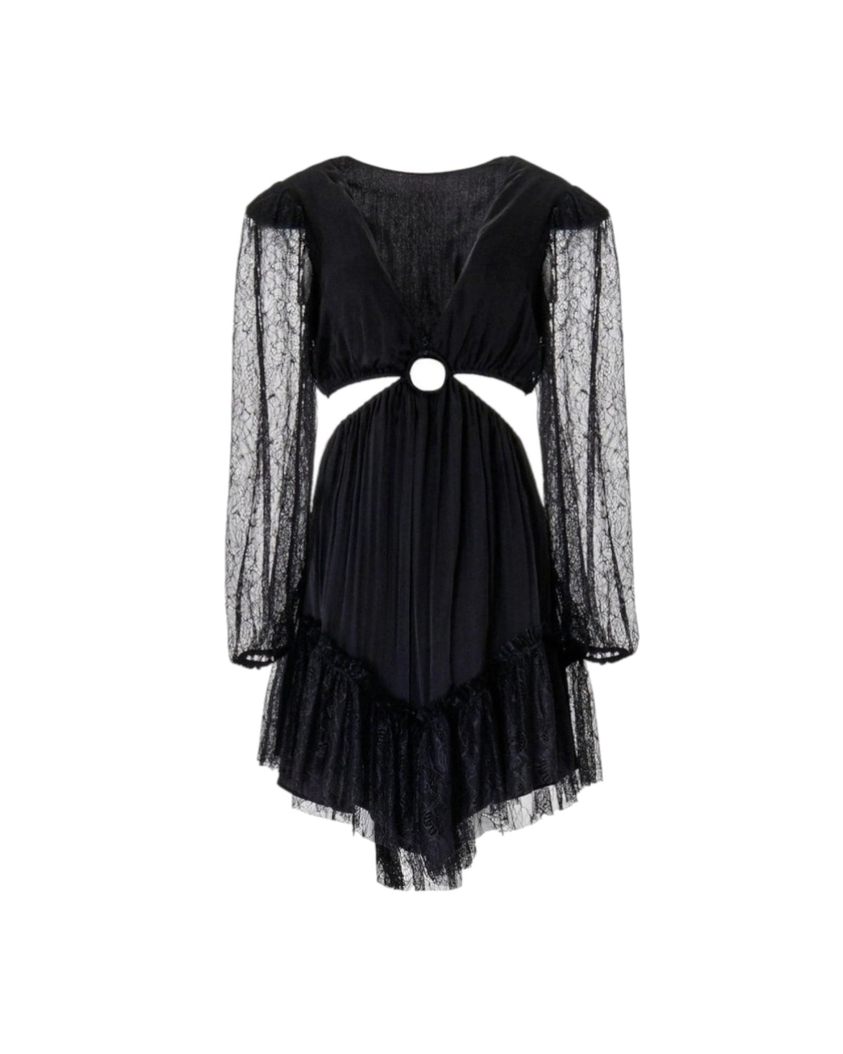LACE RING-CUT MINI DRESS
