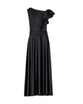 ONE-SHOULDER BELTED RUFFLE DRESS