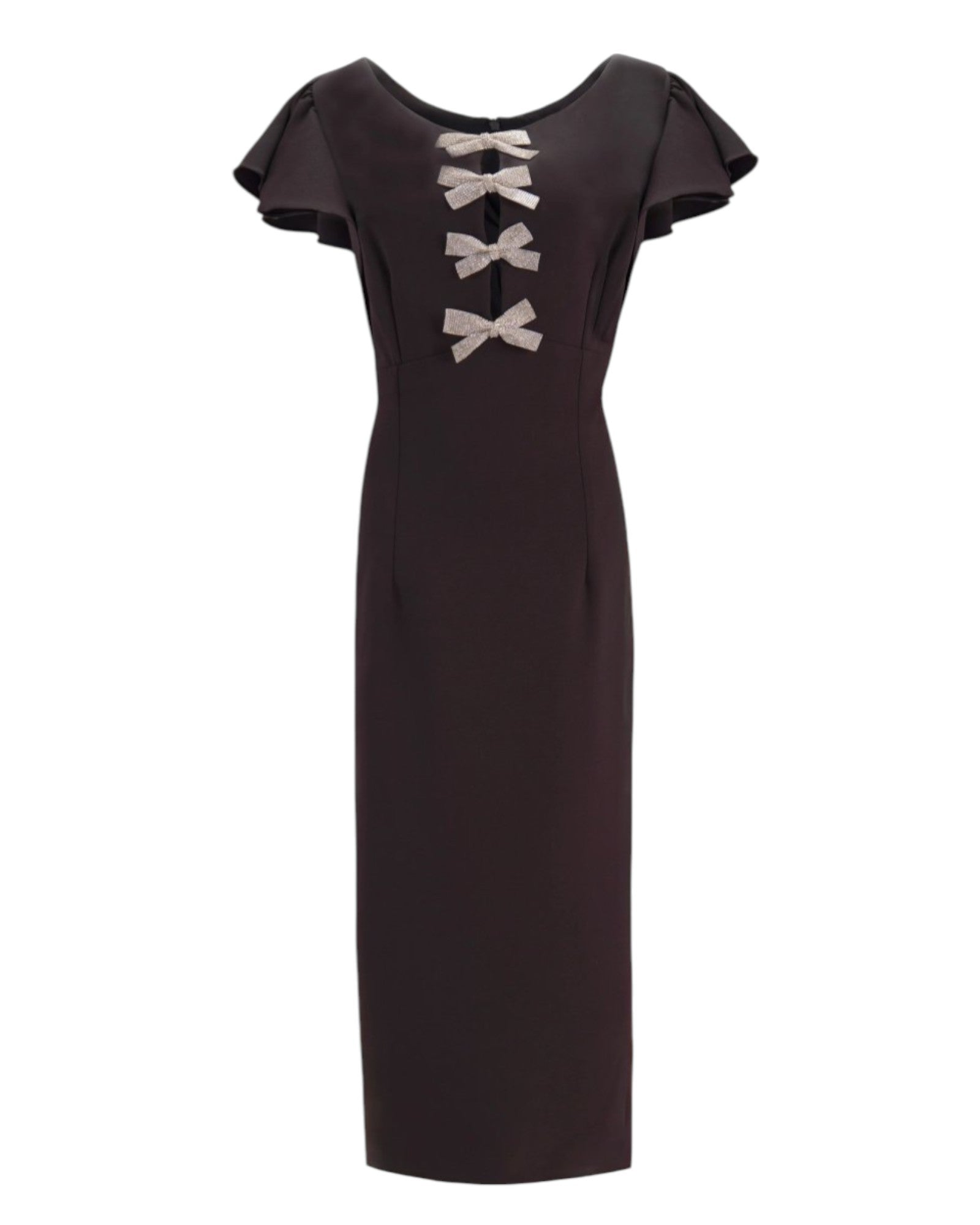 BOW TRIM MIDI DRESS