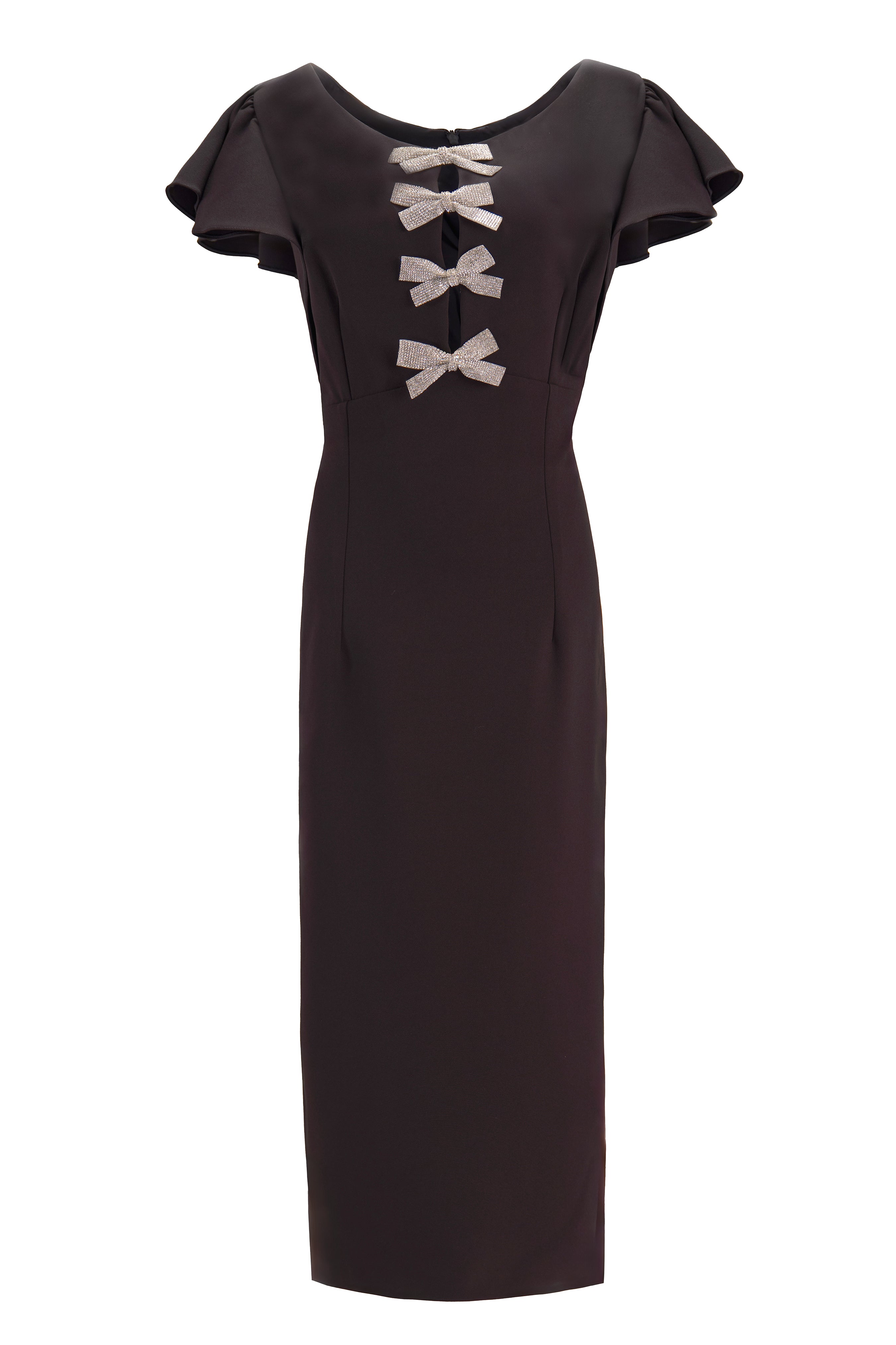 BOW TRIM MIDI DRESS