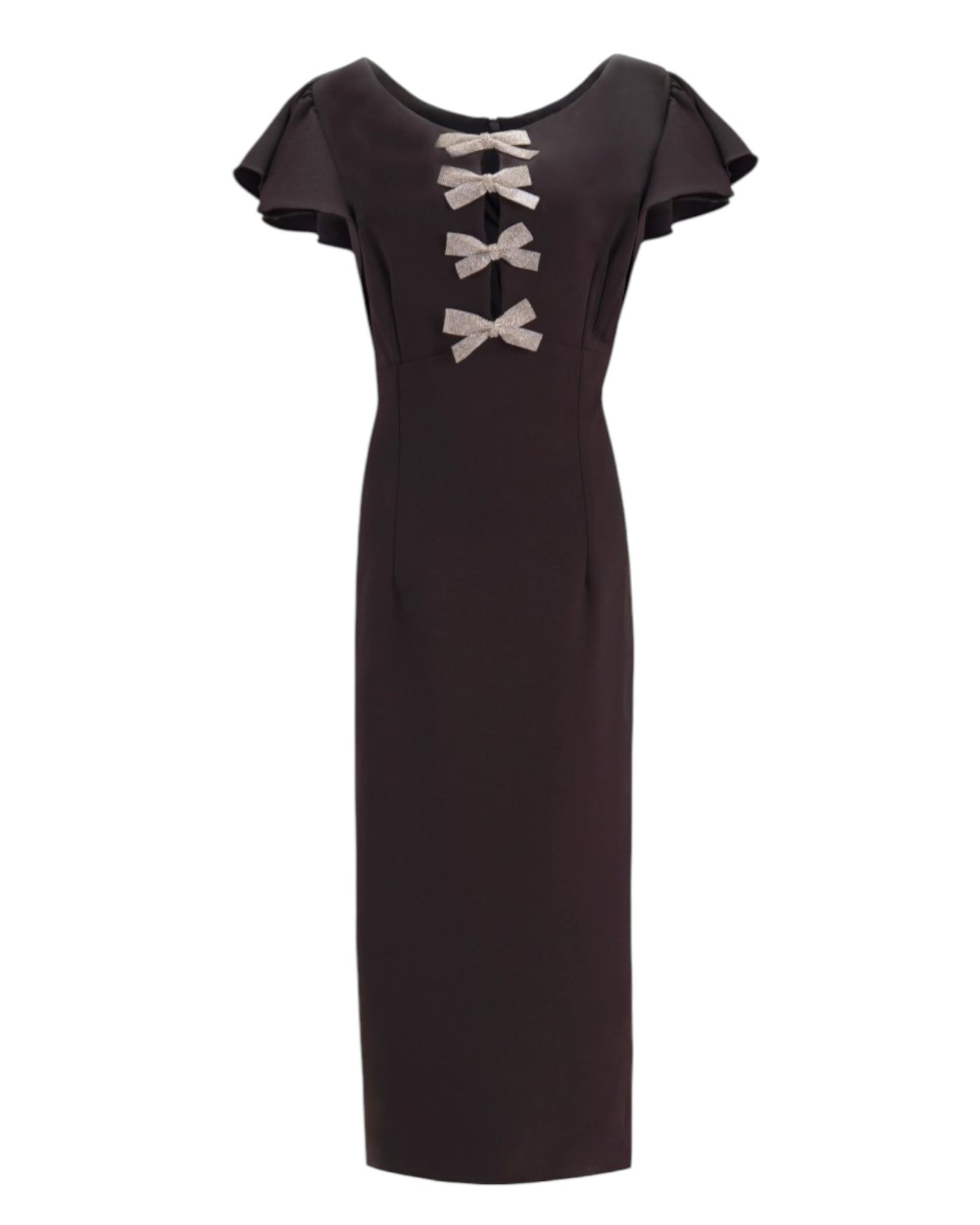 BOW TRIM MIDI DRESS